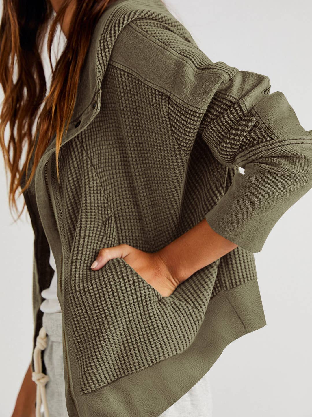 Easy & Olive Waffle Hoodie/Jacket