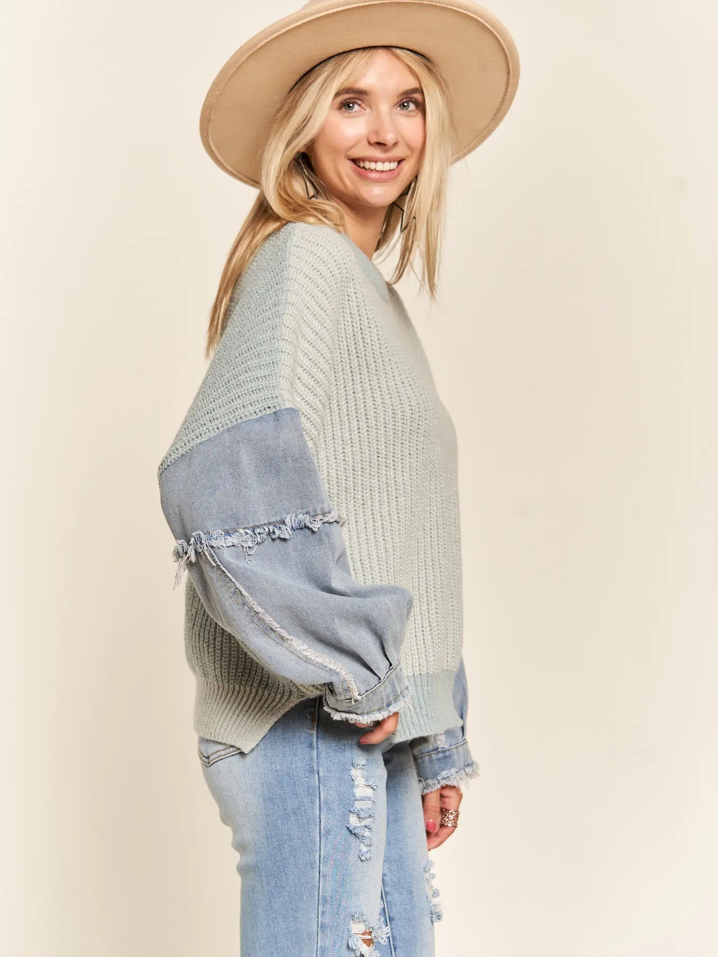 Rustic Denim Sweater