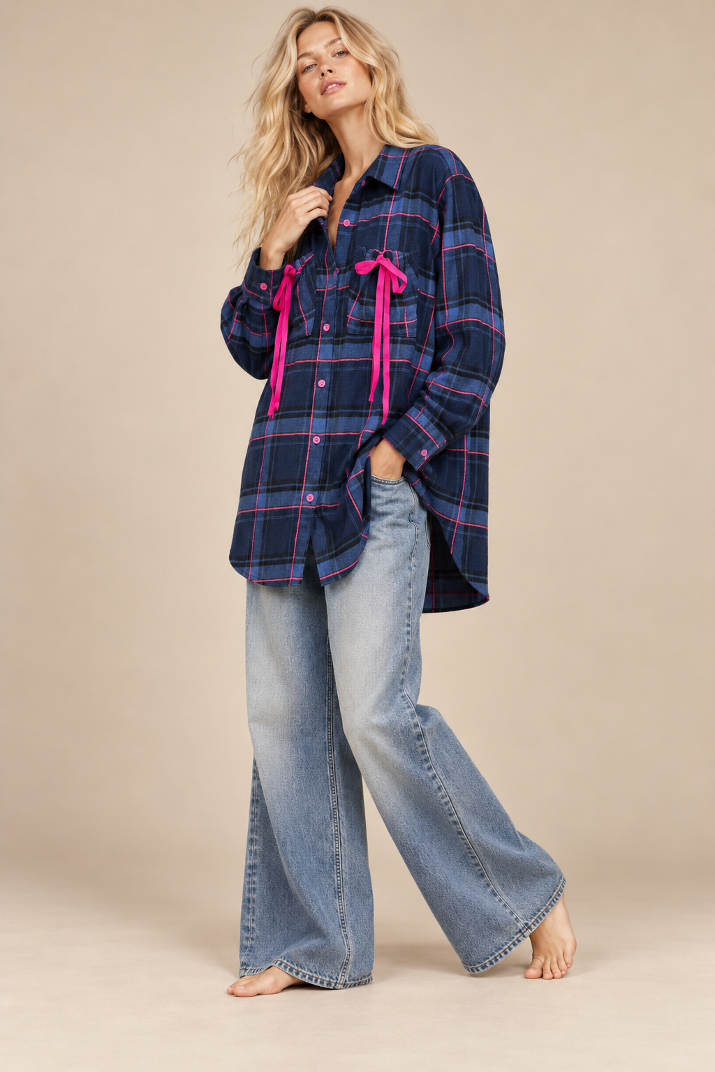 Pretty in Plaid Bow Flannel