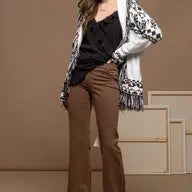 GEOMETRIC FRINGE CARDIGAN