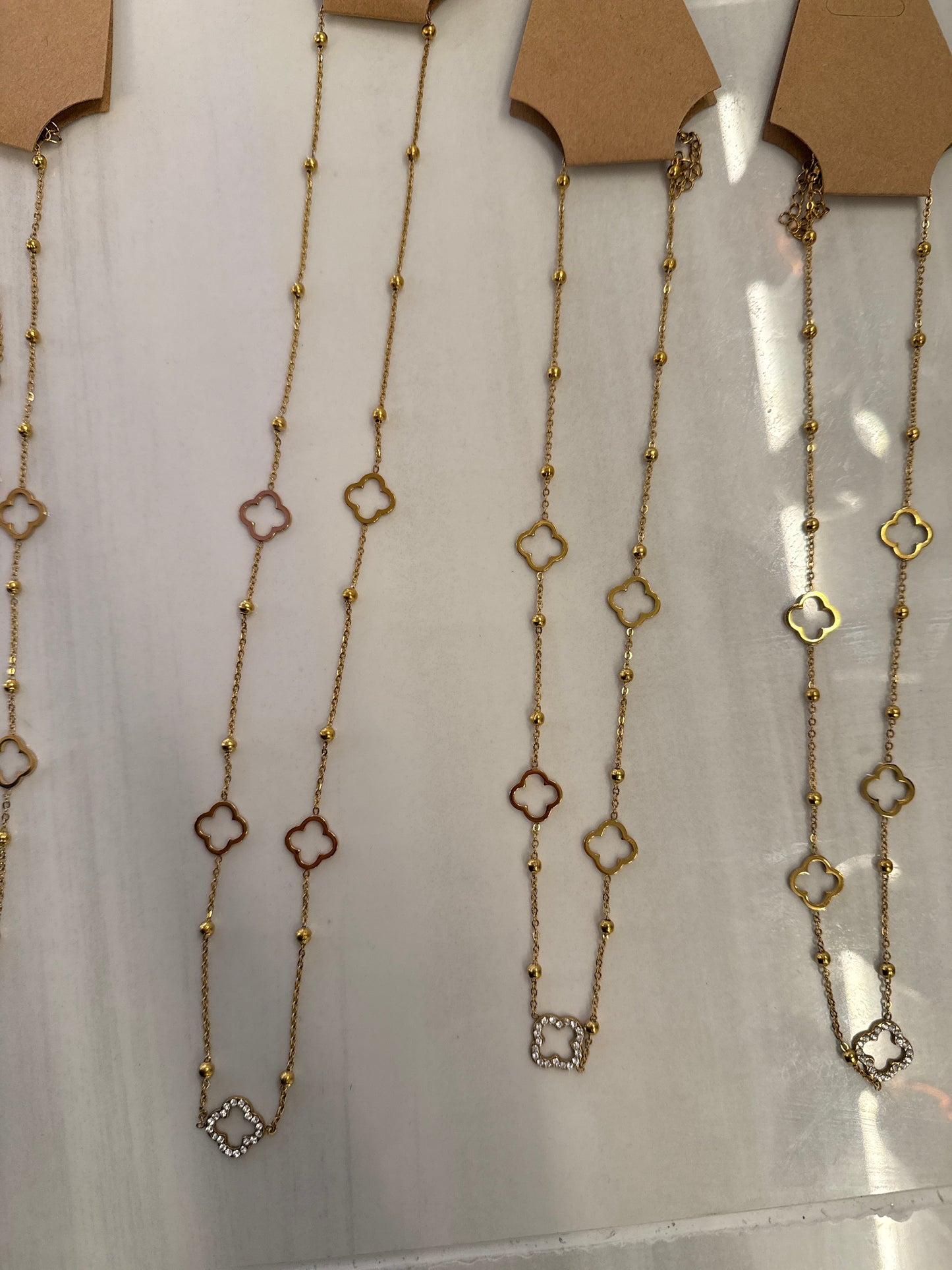 Rhinestone Clover Necklace