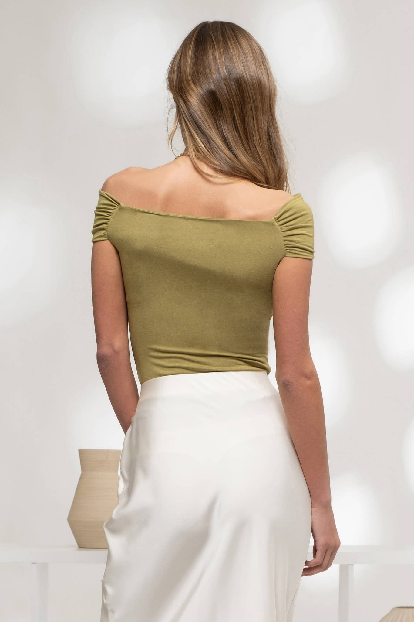 Olive Aura Off-Shoulder Top