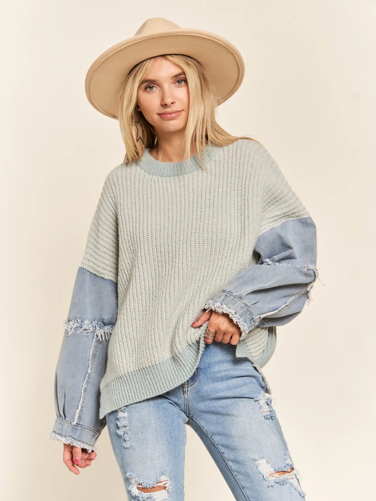 Rustic Denim Sweater