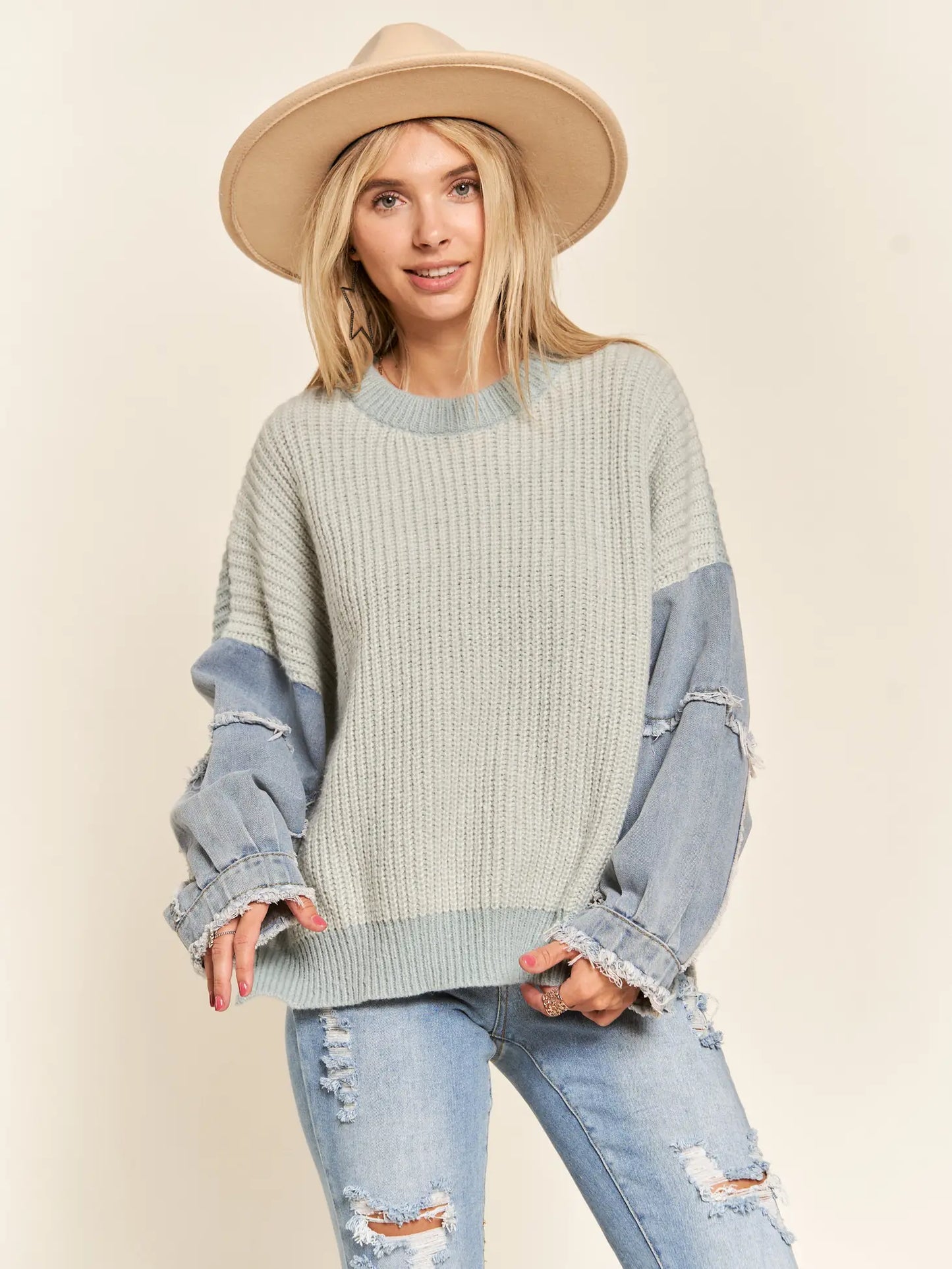 Rustic Denim Sweater