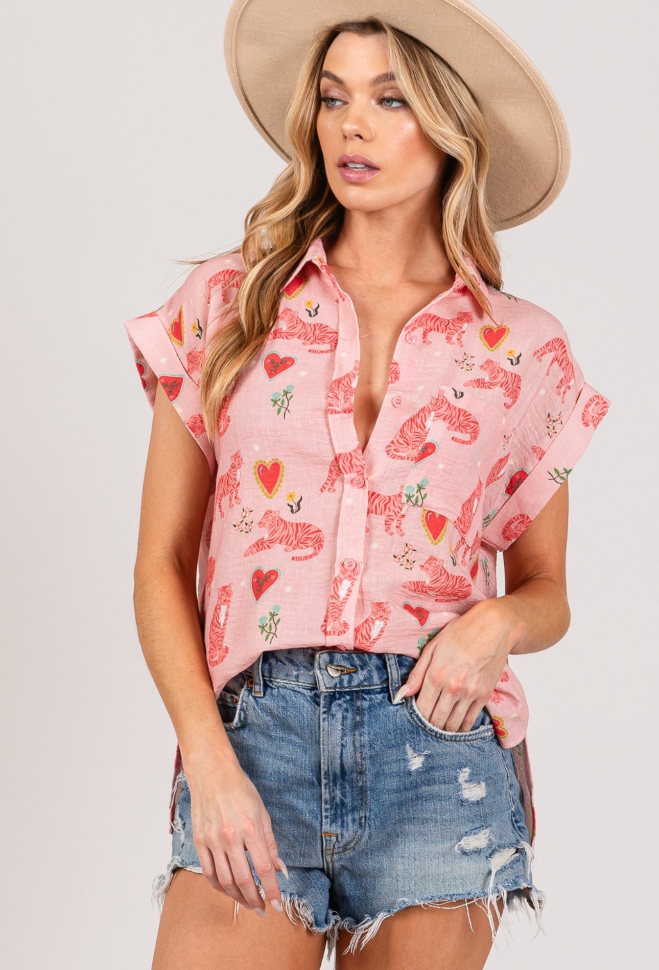 Pink Cheetah Blouse
