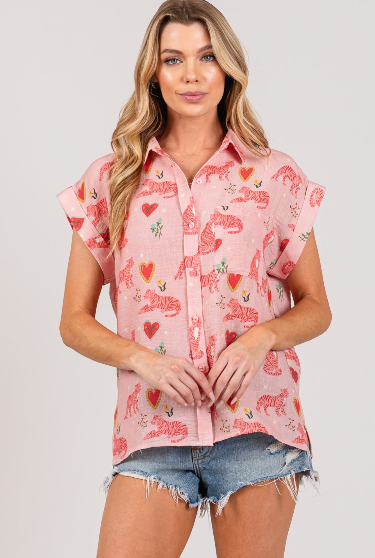 Pink Cheetah Blouse