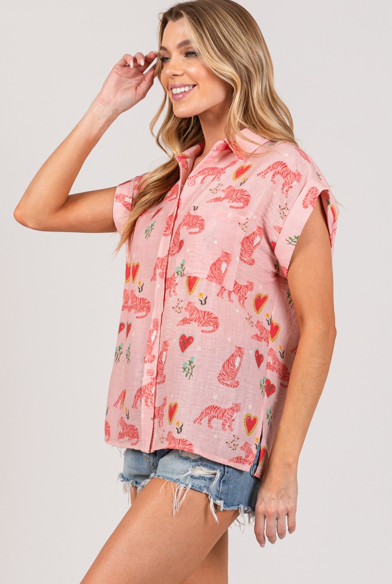 Pink Cheetah Blouse