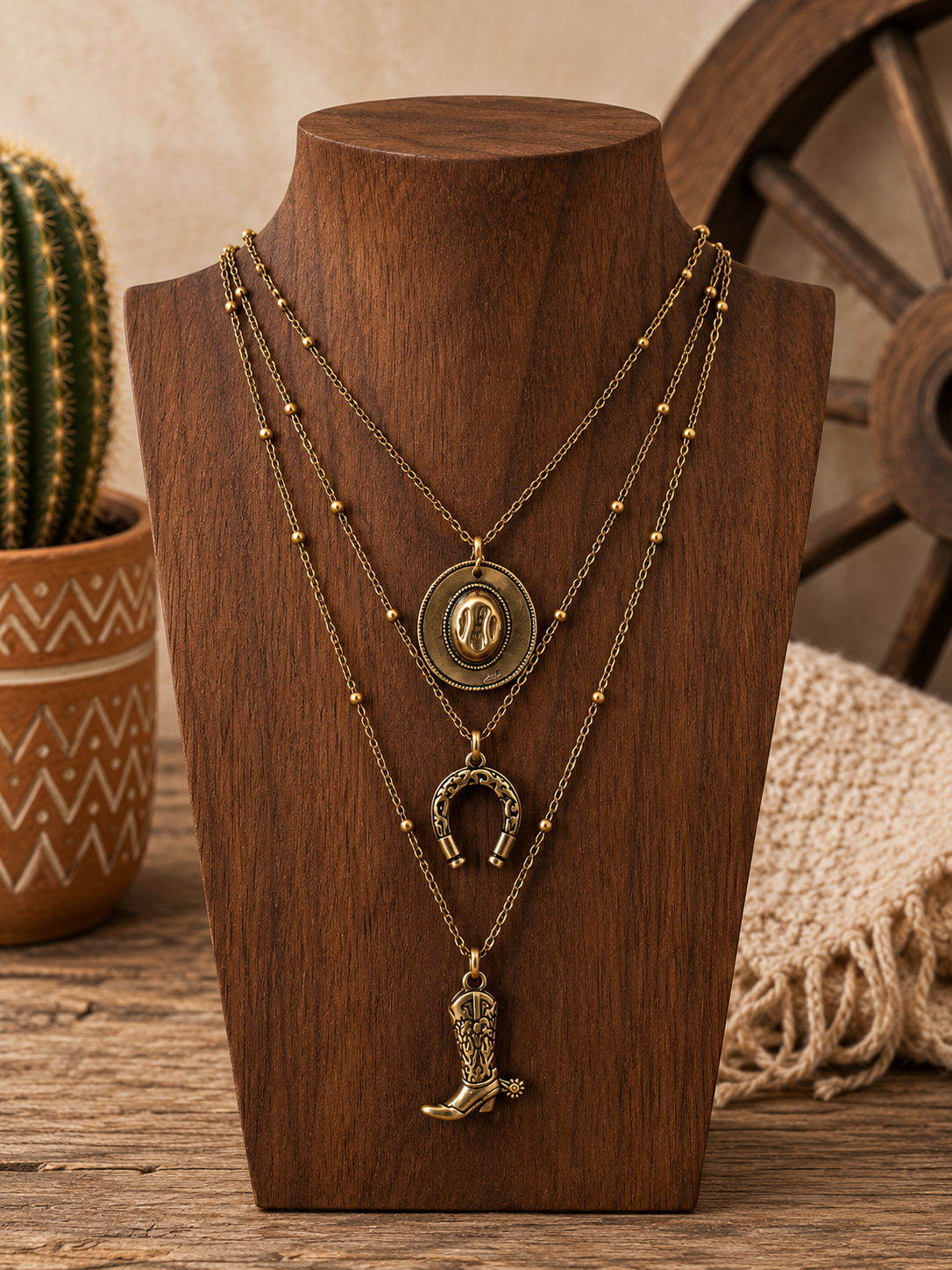 Hat and Spurs Necklace Set
