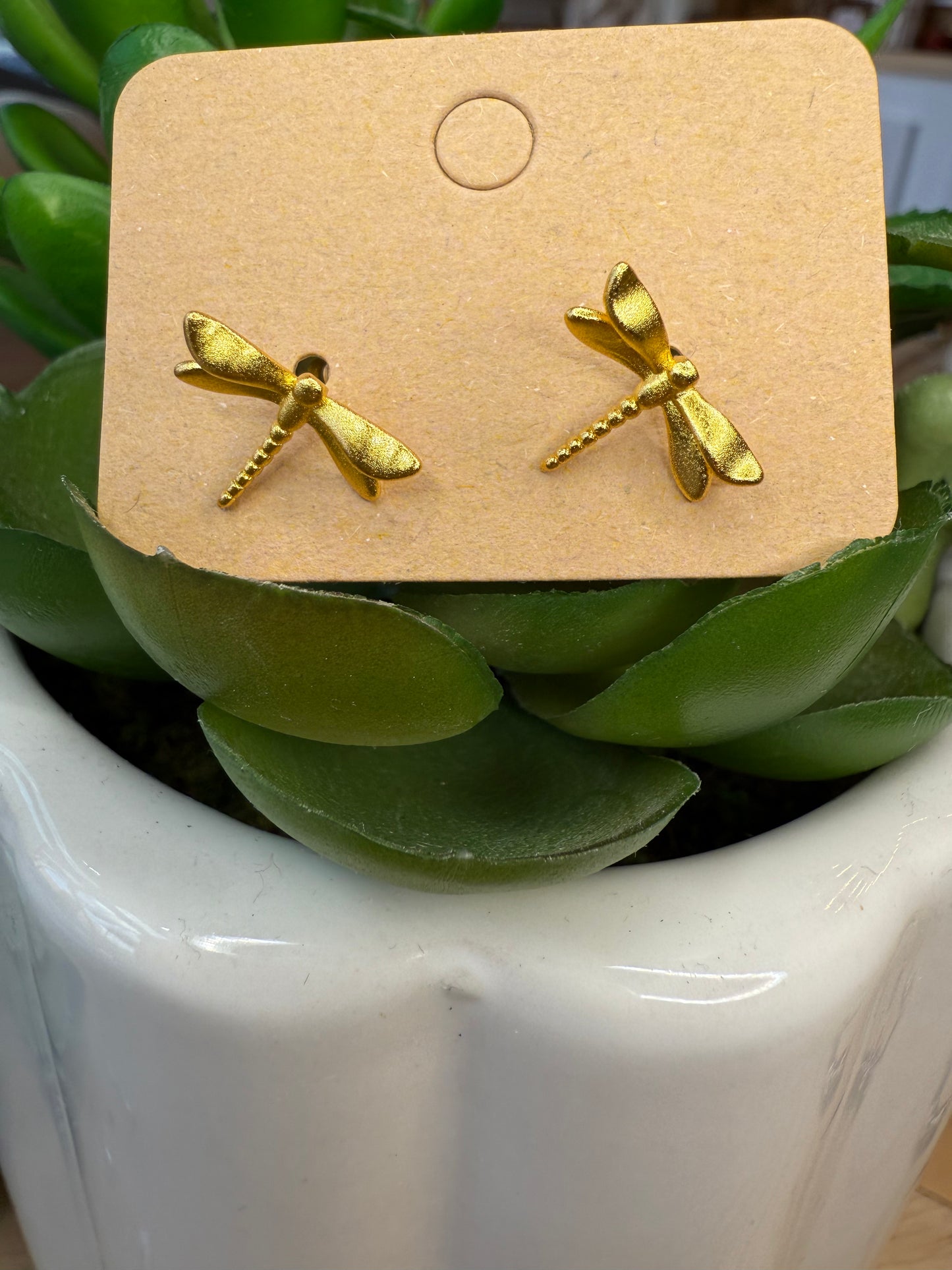 Golden Dragonfly Earring