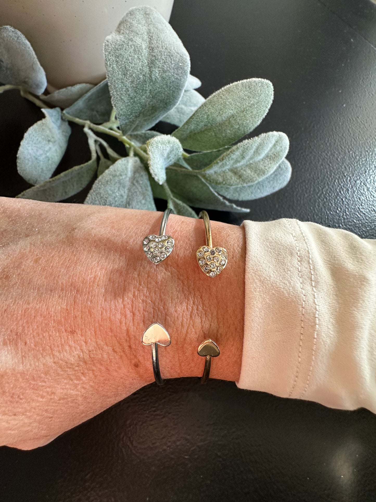 Jeweled Heart Bangle