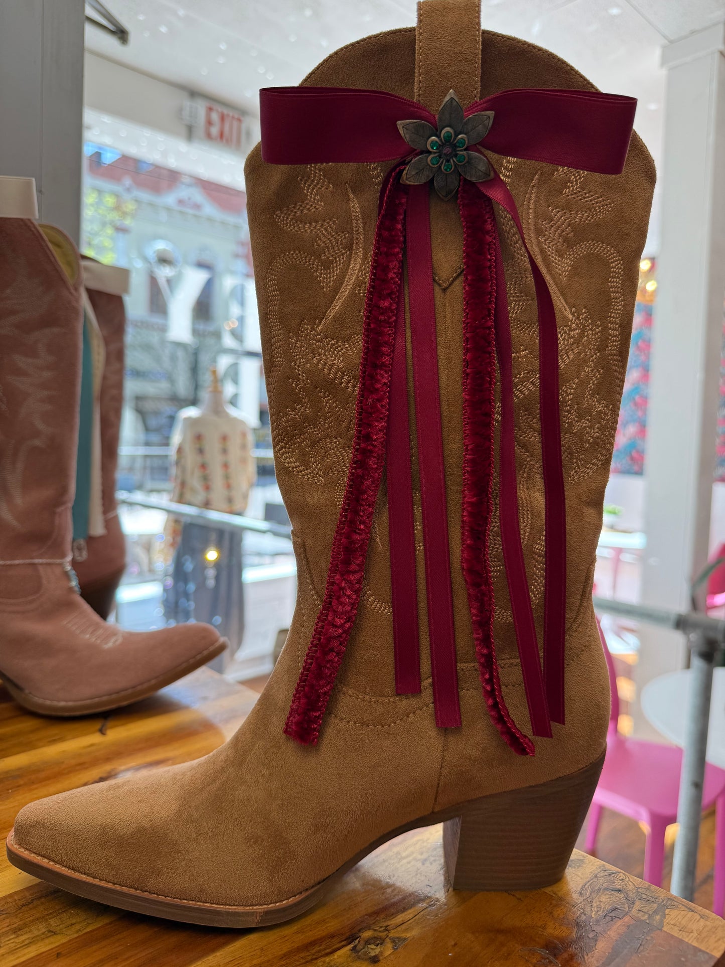 Boot Bows - Burgundy