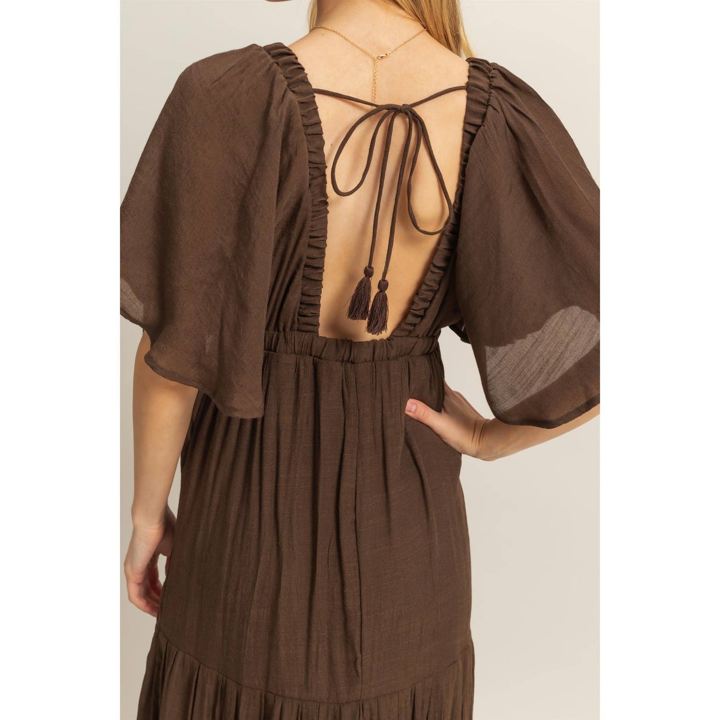 Mocha V Maxi Dress