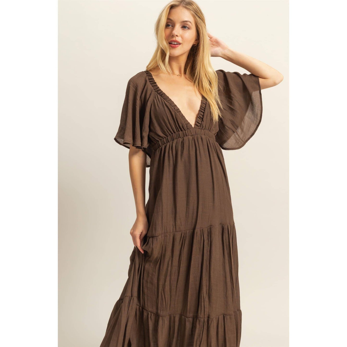 Mocha V Maxi Dress