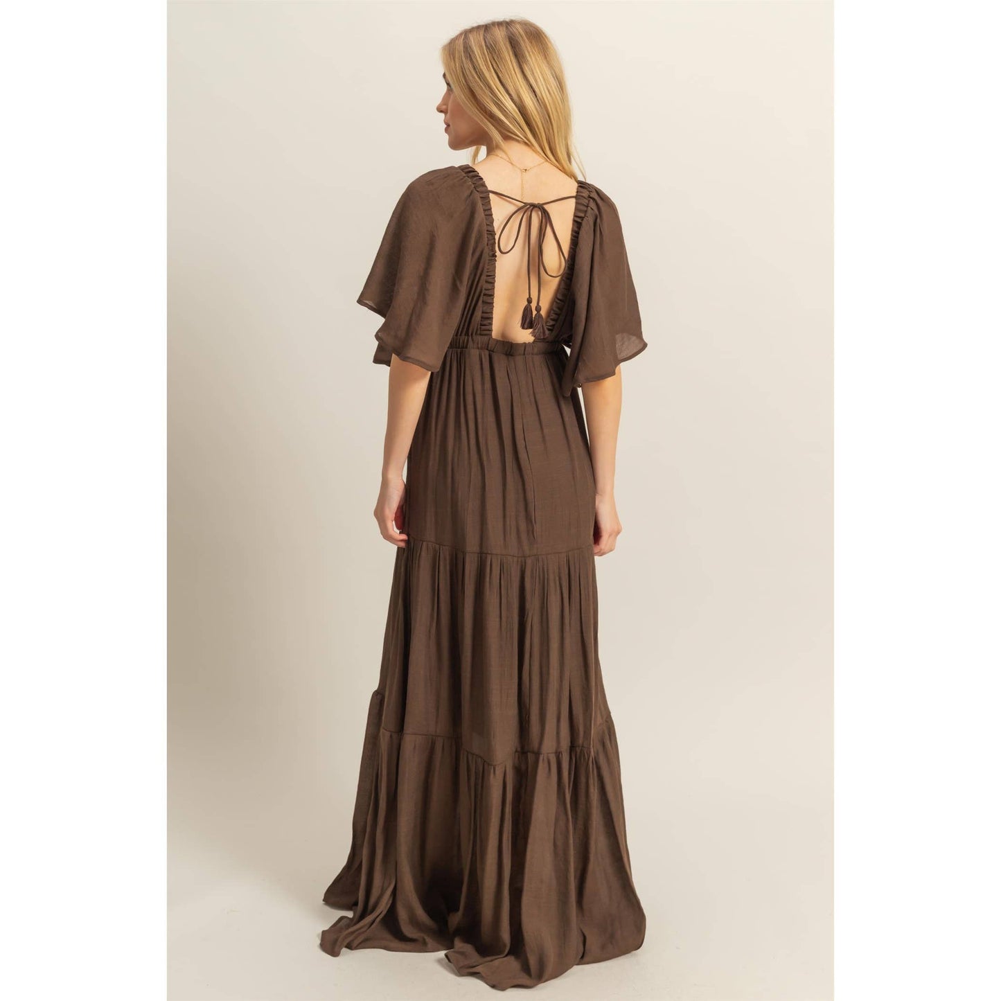 Mocha V Maxi Dress