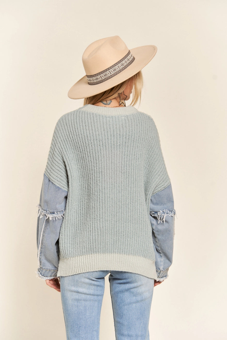 Rustic Denim Sweater