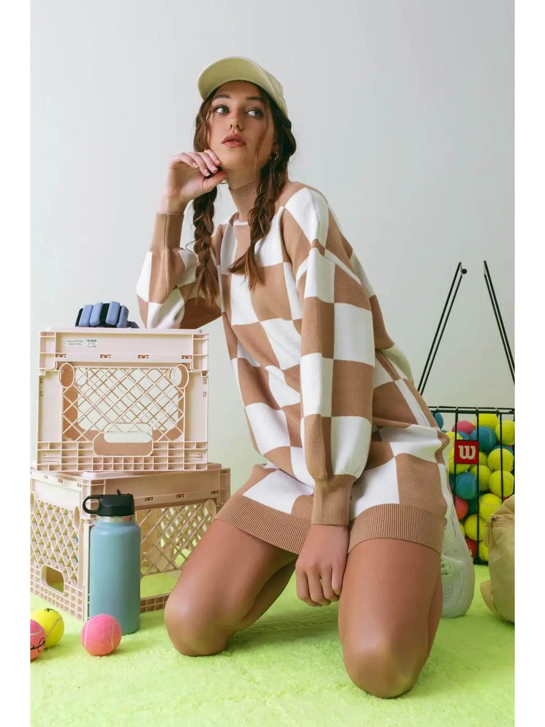 Checkered Chick Sweater Dress