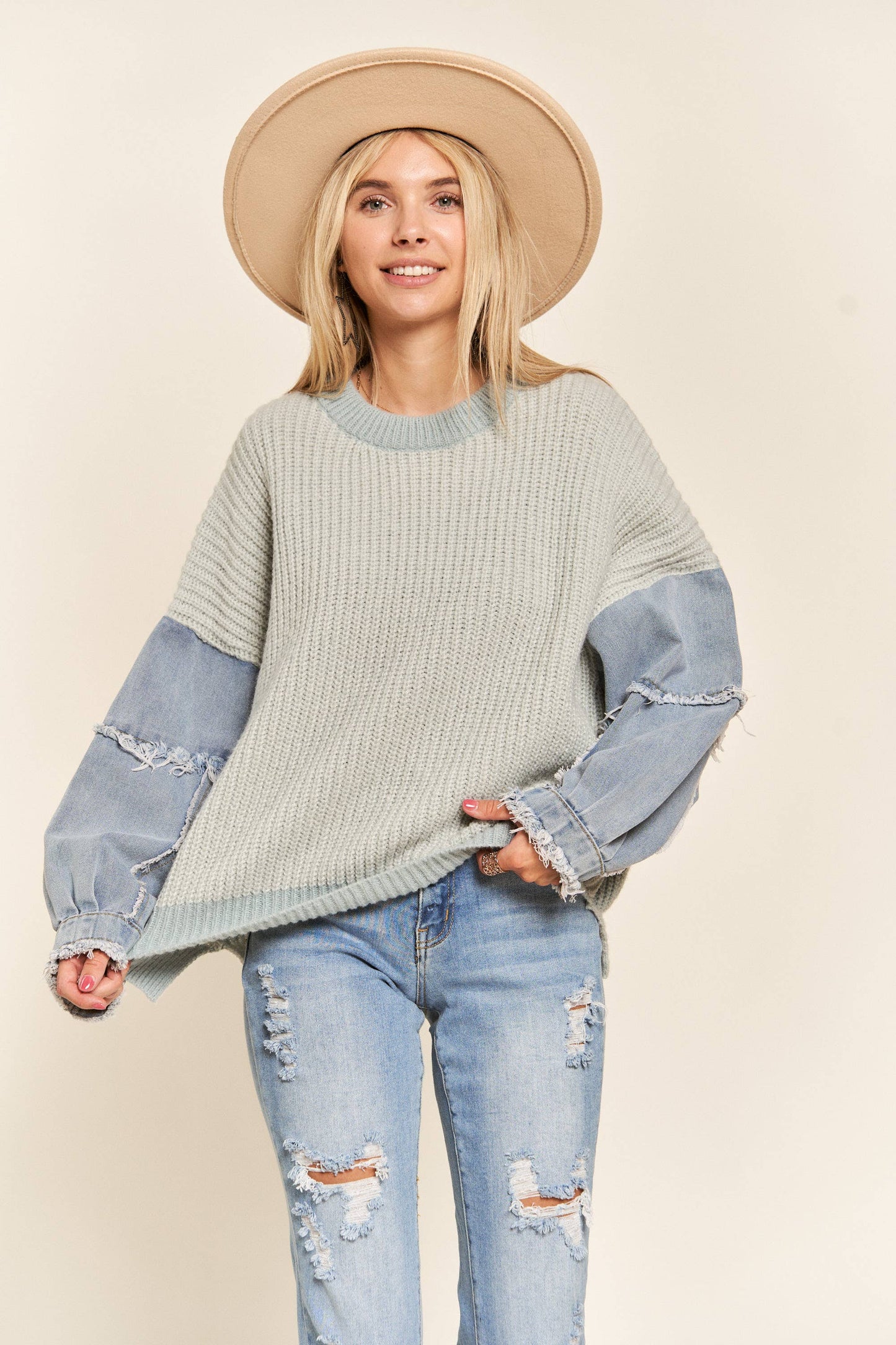 Rustic Denim Sweater