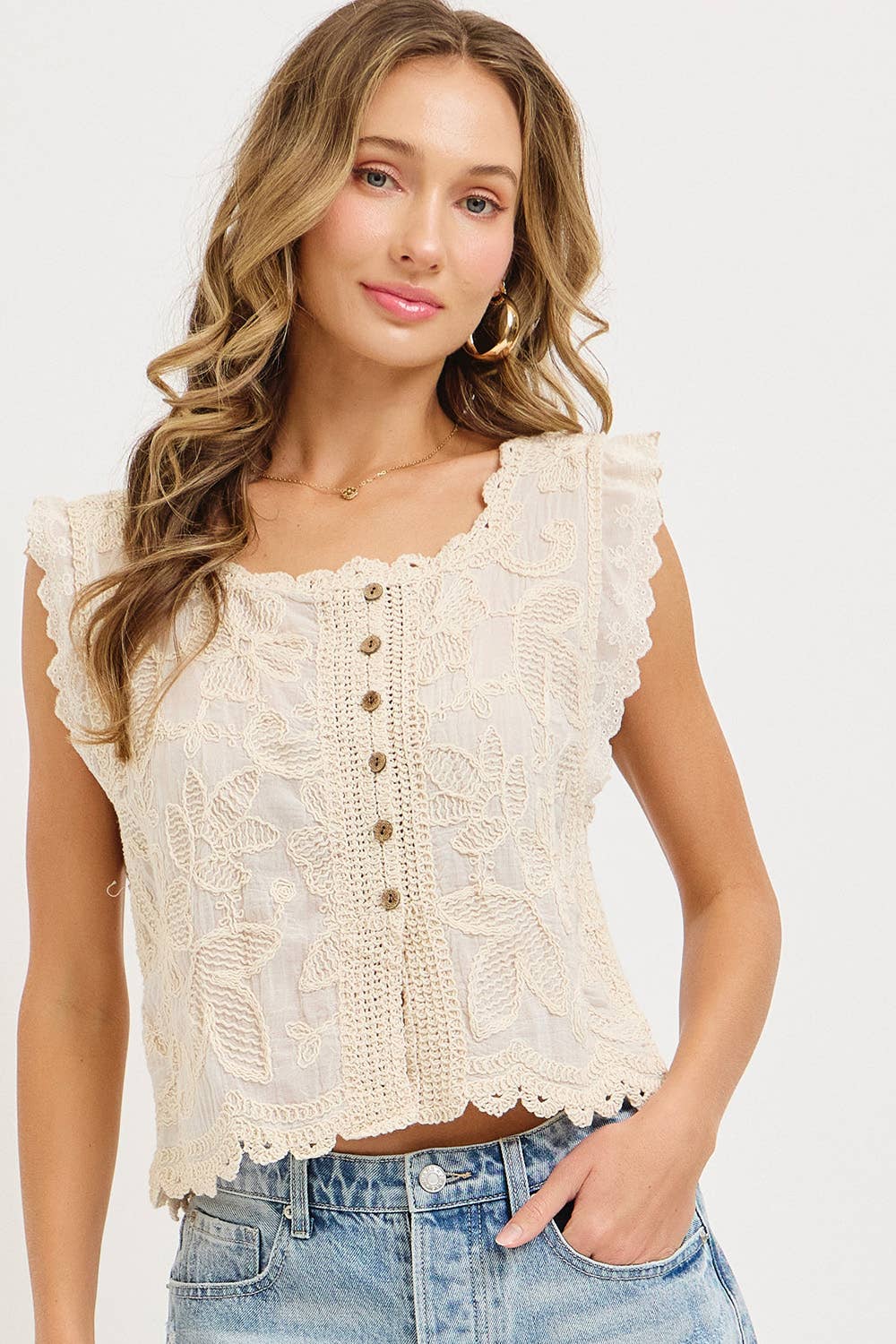 Golden Meadow Lace Tank