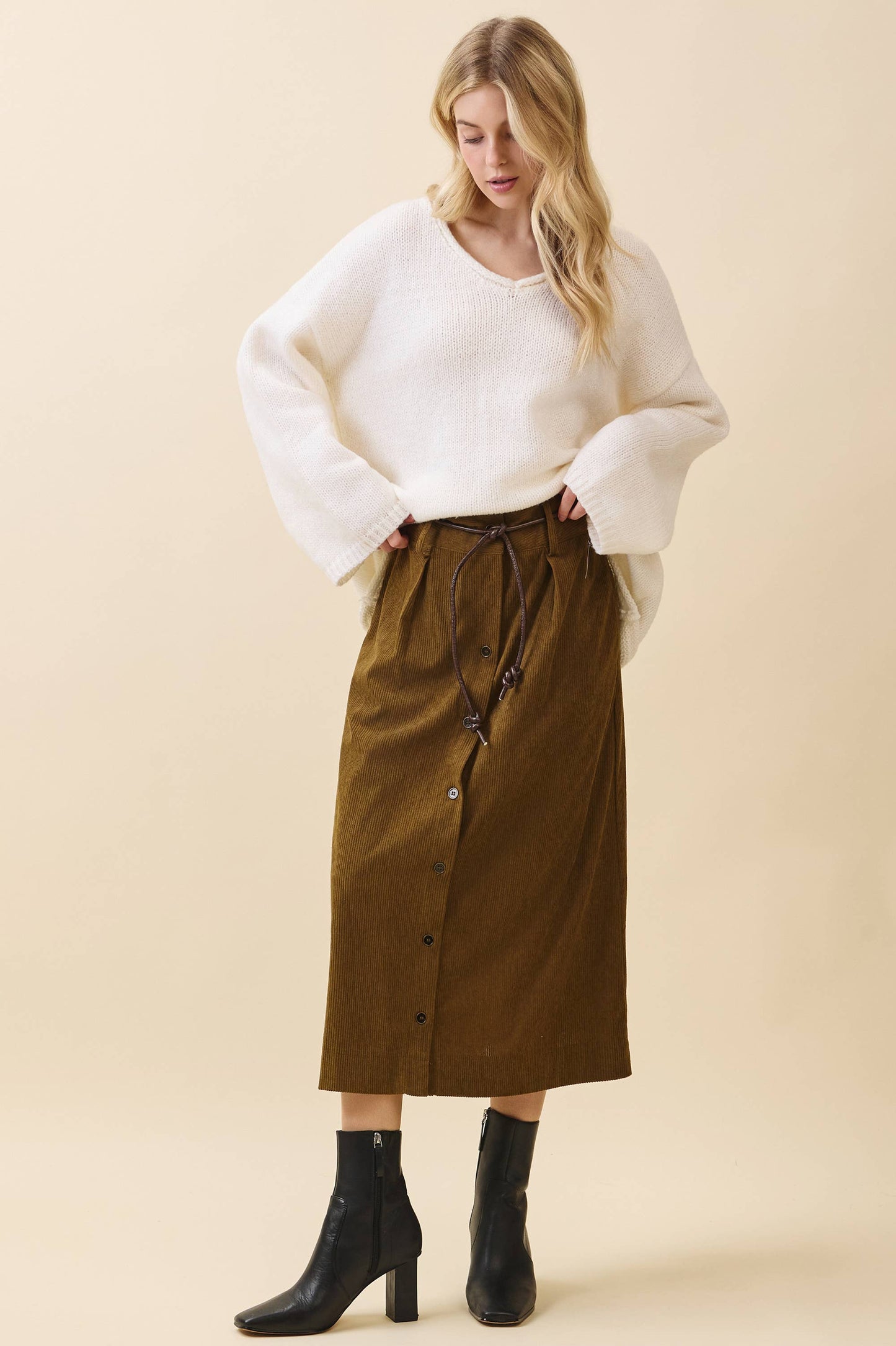 Olive Lane Corduroy Skirt