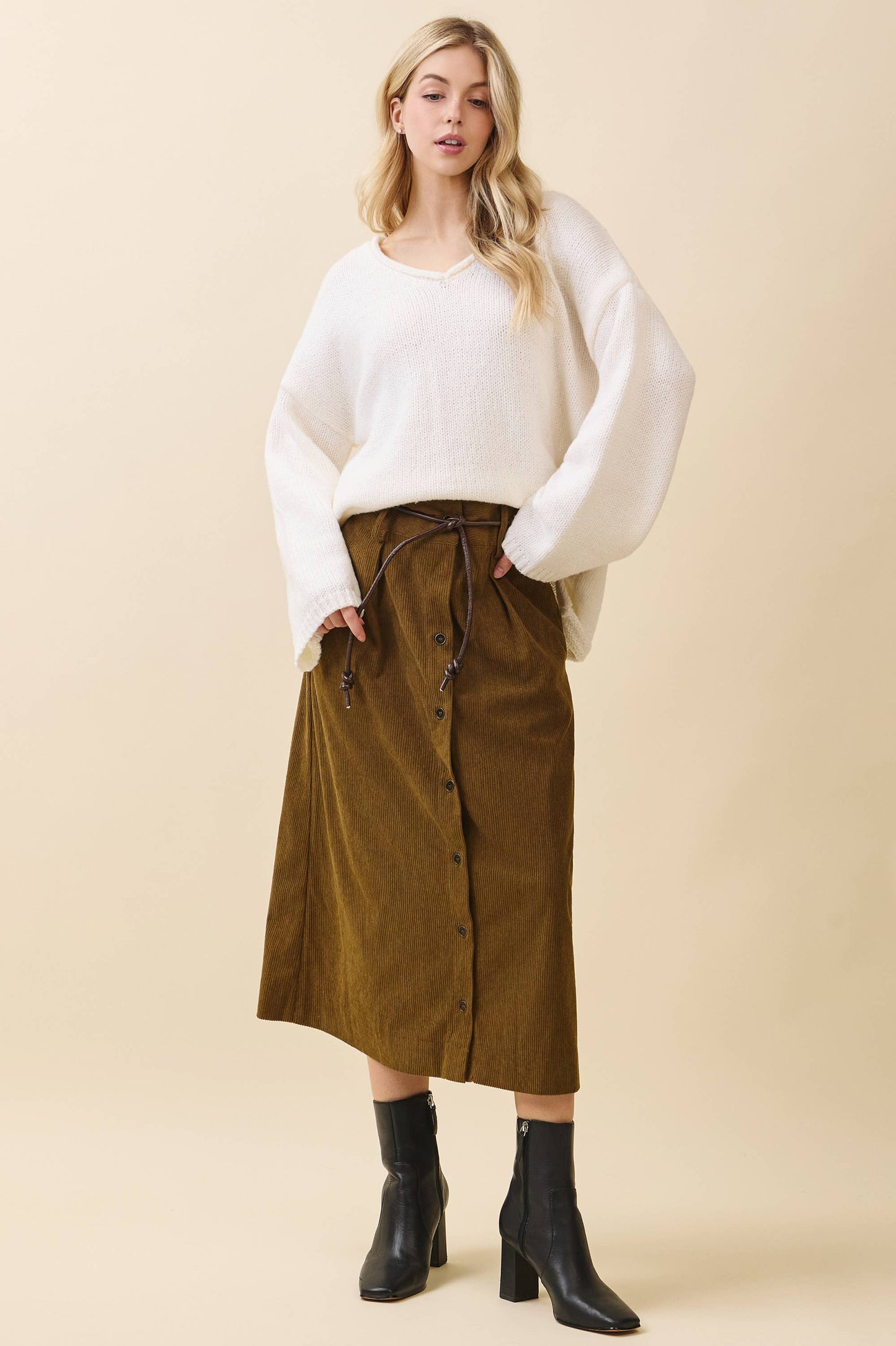 Olive Lane Corduroy Skirt