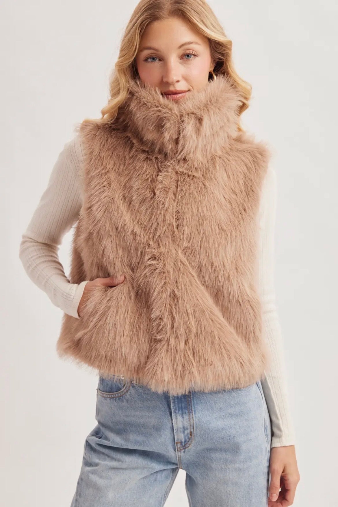 Latte Faux Fur Vest