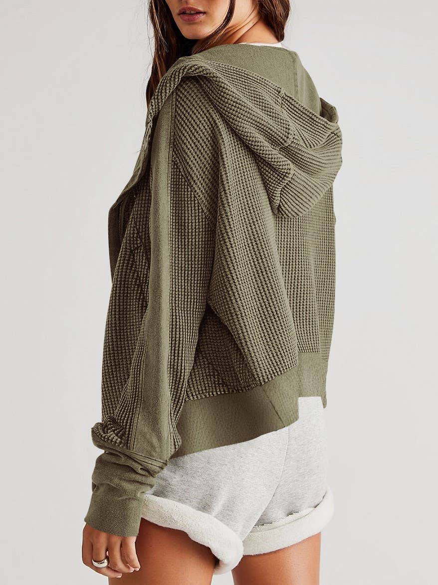 Easy & Olive Waffle Hoodie/Jacket