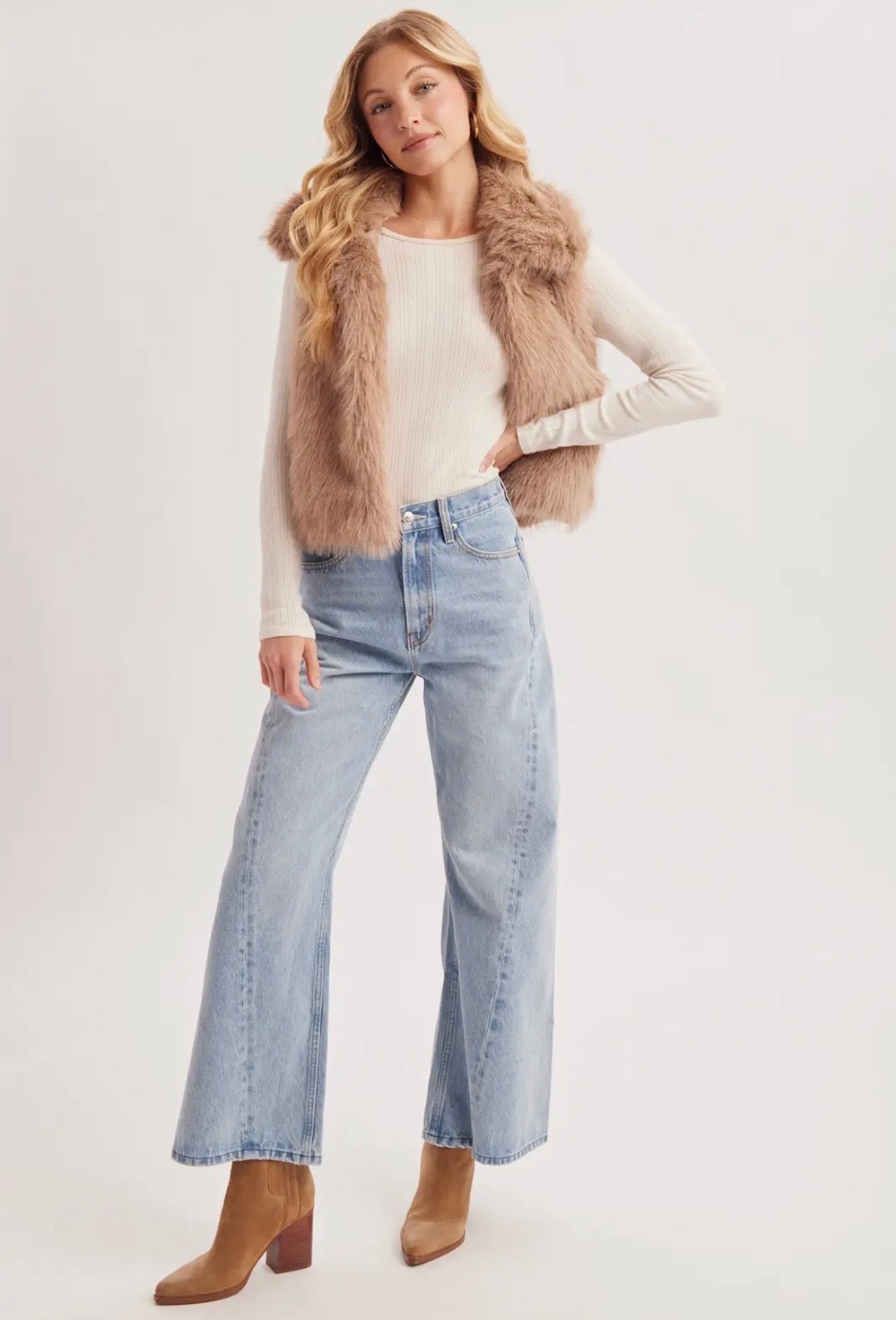 Latte Faux Fur Vest