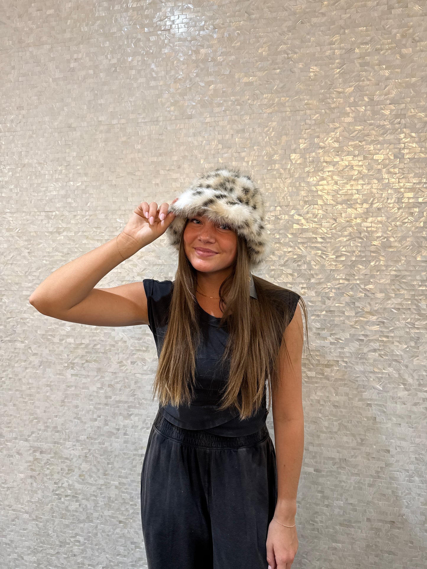 Luxe Snow Leopard Bucket Hat