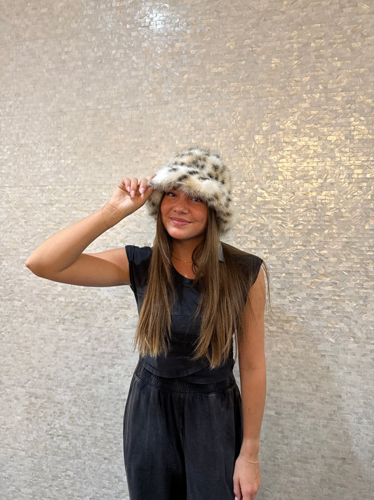 Luxe Snow Leopard Bucket Hat