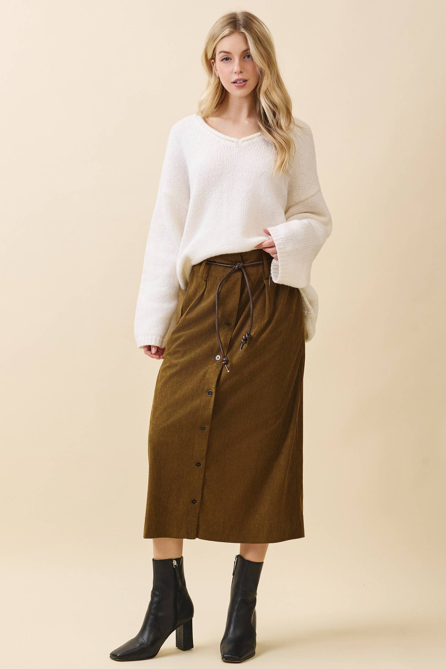 Olive Lane Corduroy Skirt