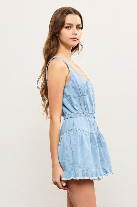 Backyard Breeze Denim Romper