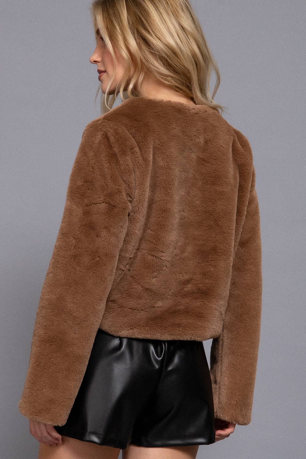 Faux Fur Crop Blazer