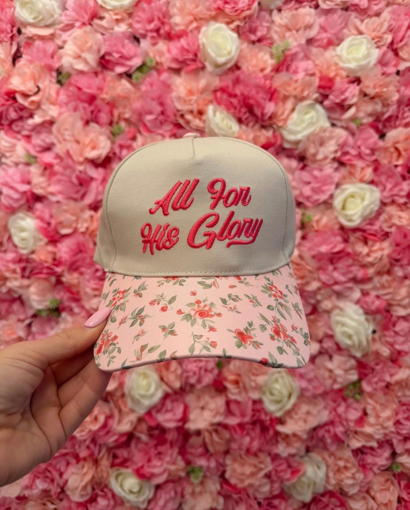 All for His Glory Floral Brim Hat