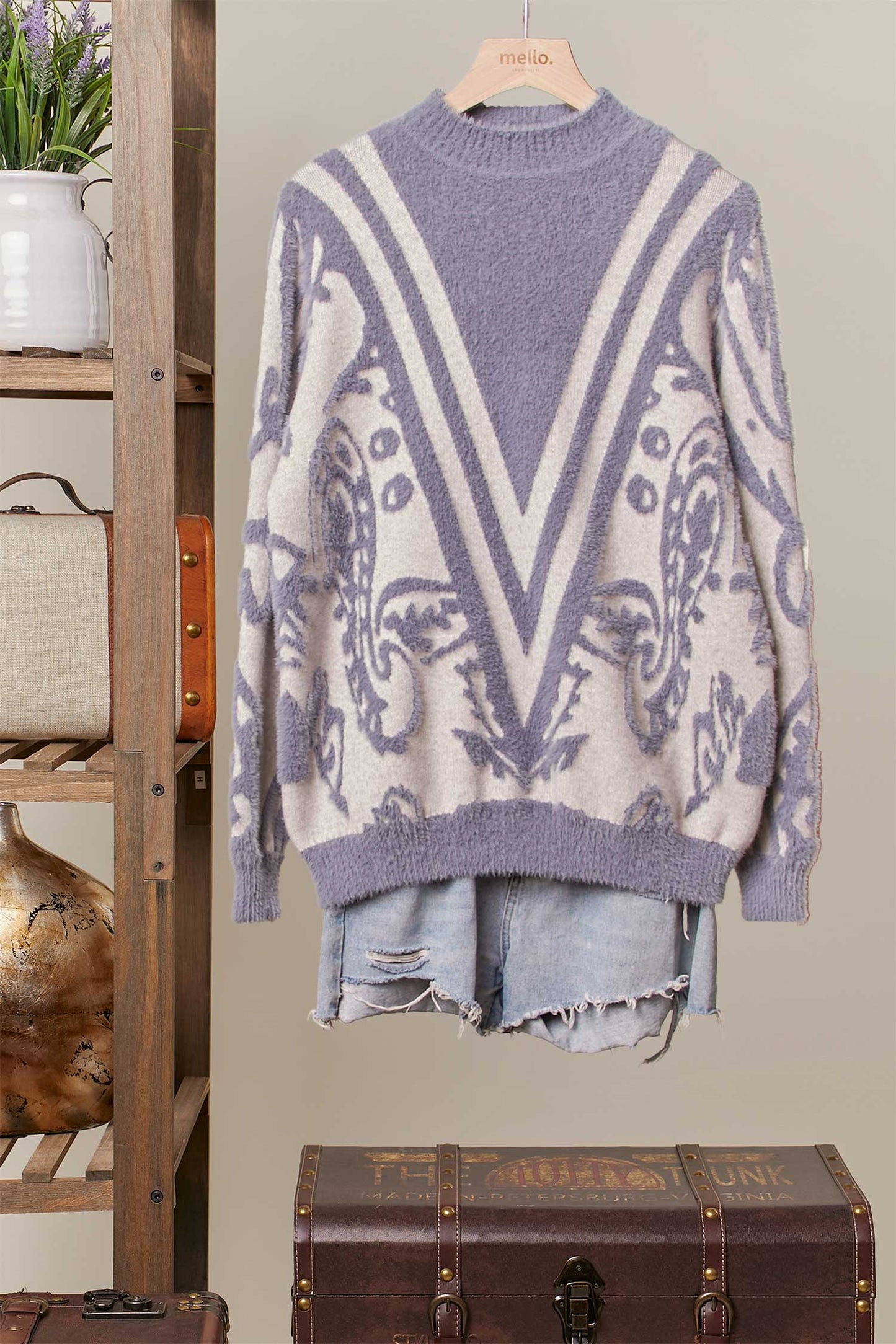 Wild Contrast Floral Sweater