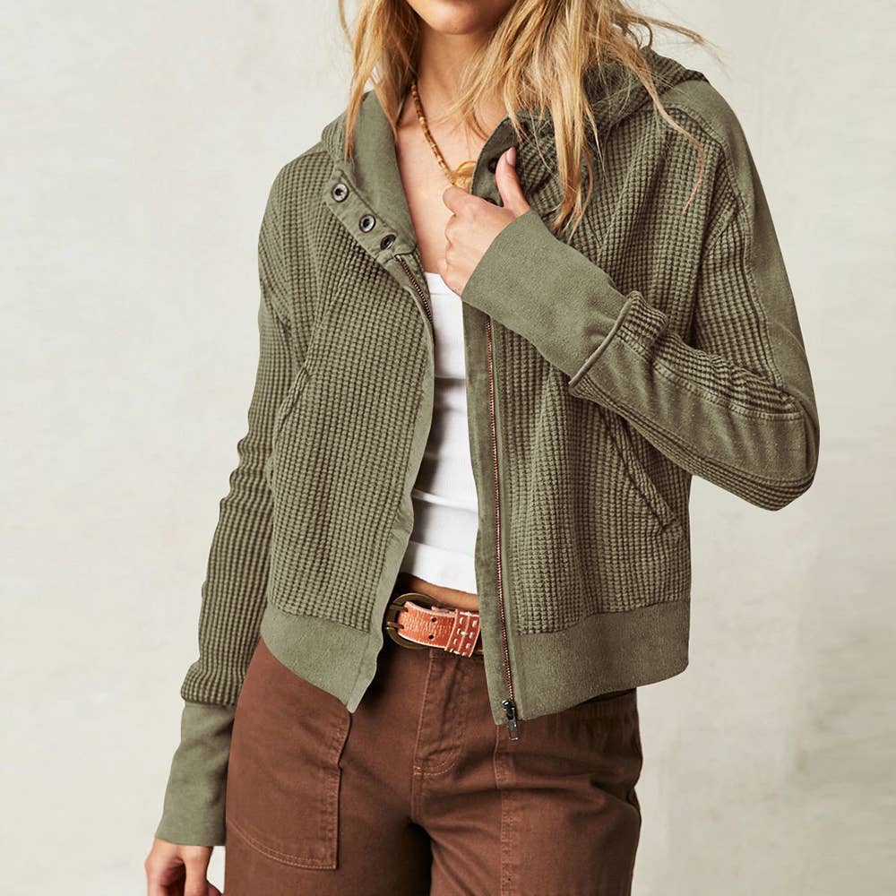 Easy & Olive Waffle Hoodie/Jacket
