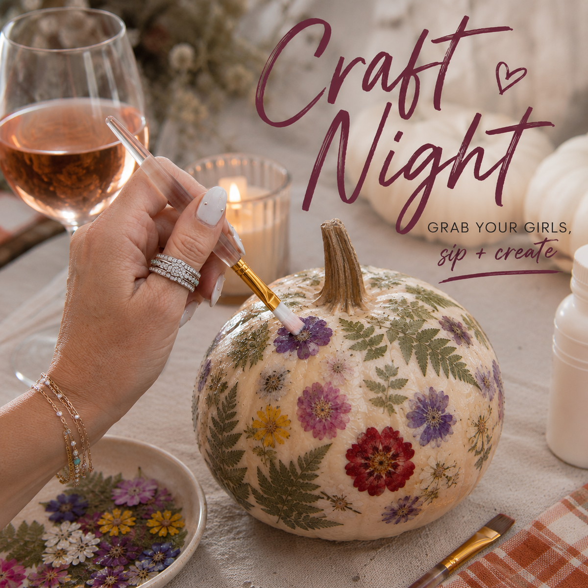 Pressed Flower Pumpkin Night | Oct 8
