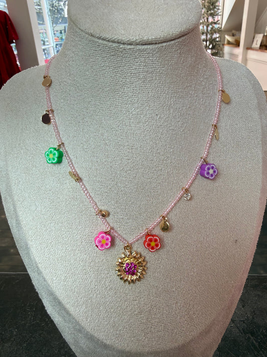 Pink Spark Charm Necklace