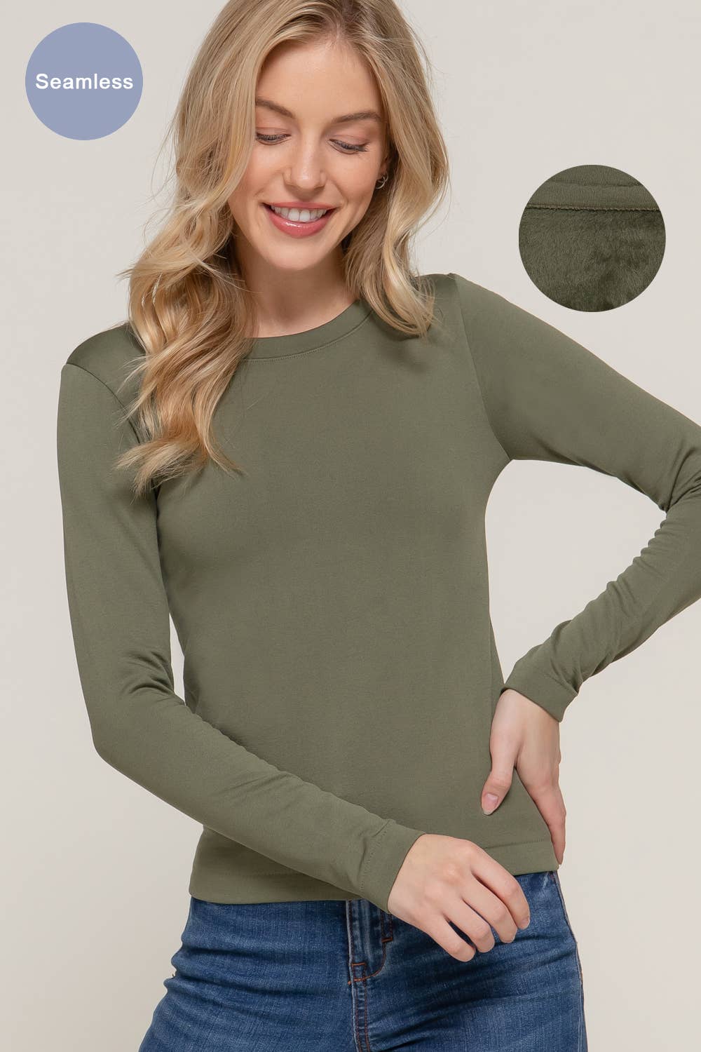 Crew Neck "Inner Fur" Seamless Top