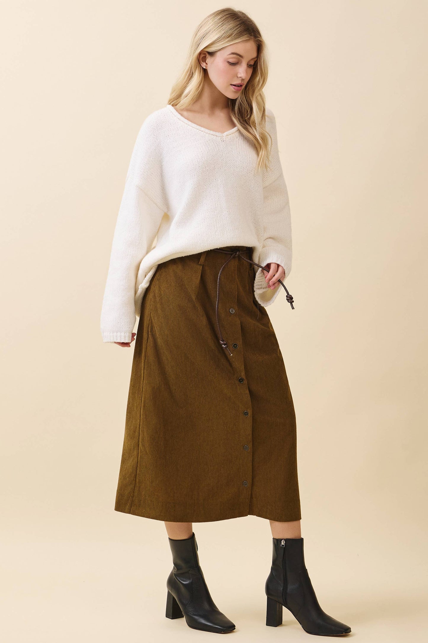 Olive Lane Corduroy Skirt