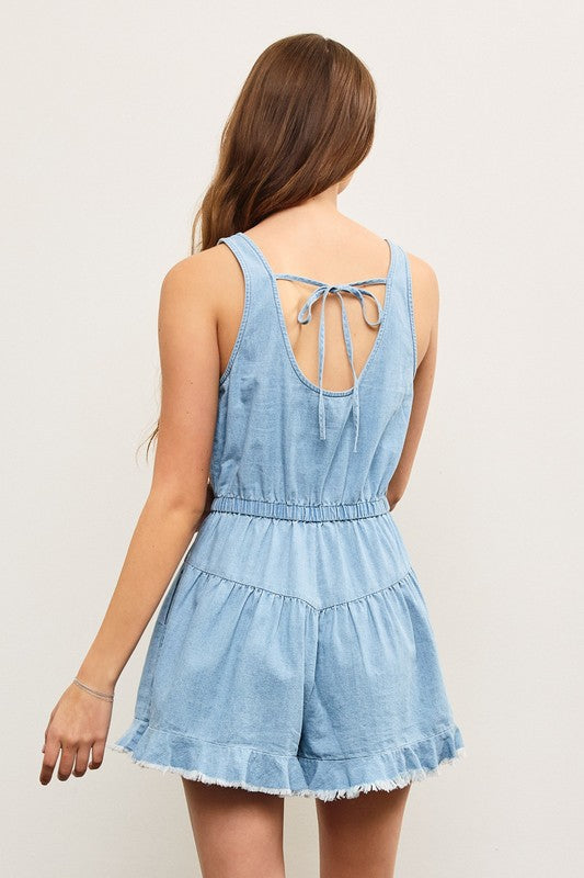 Backyard Breeze Denim Romper