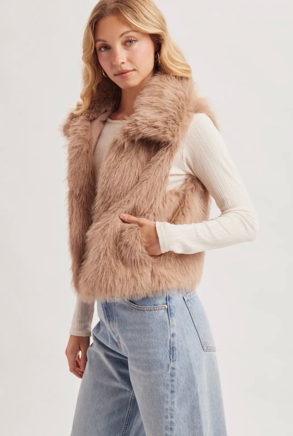 Latte Faux Fur Vest