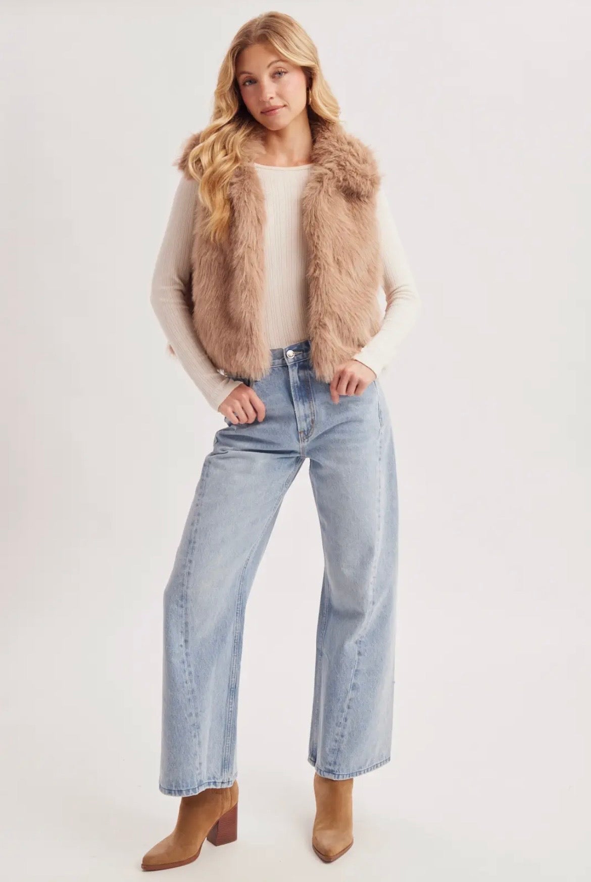 Latte Faux Fur Vest