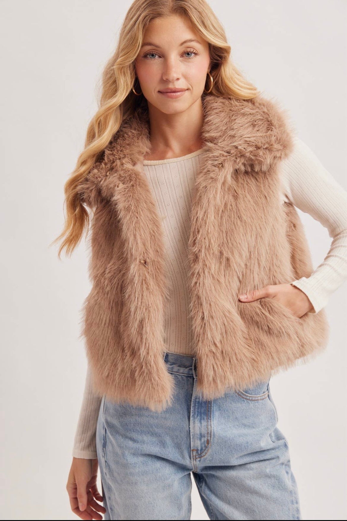Latte Faux Fur Vest