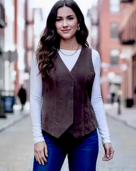 The Espresso Suede Vest