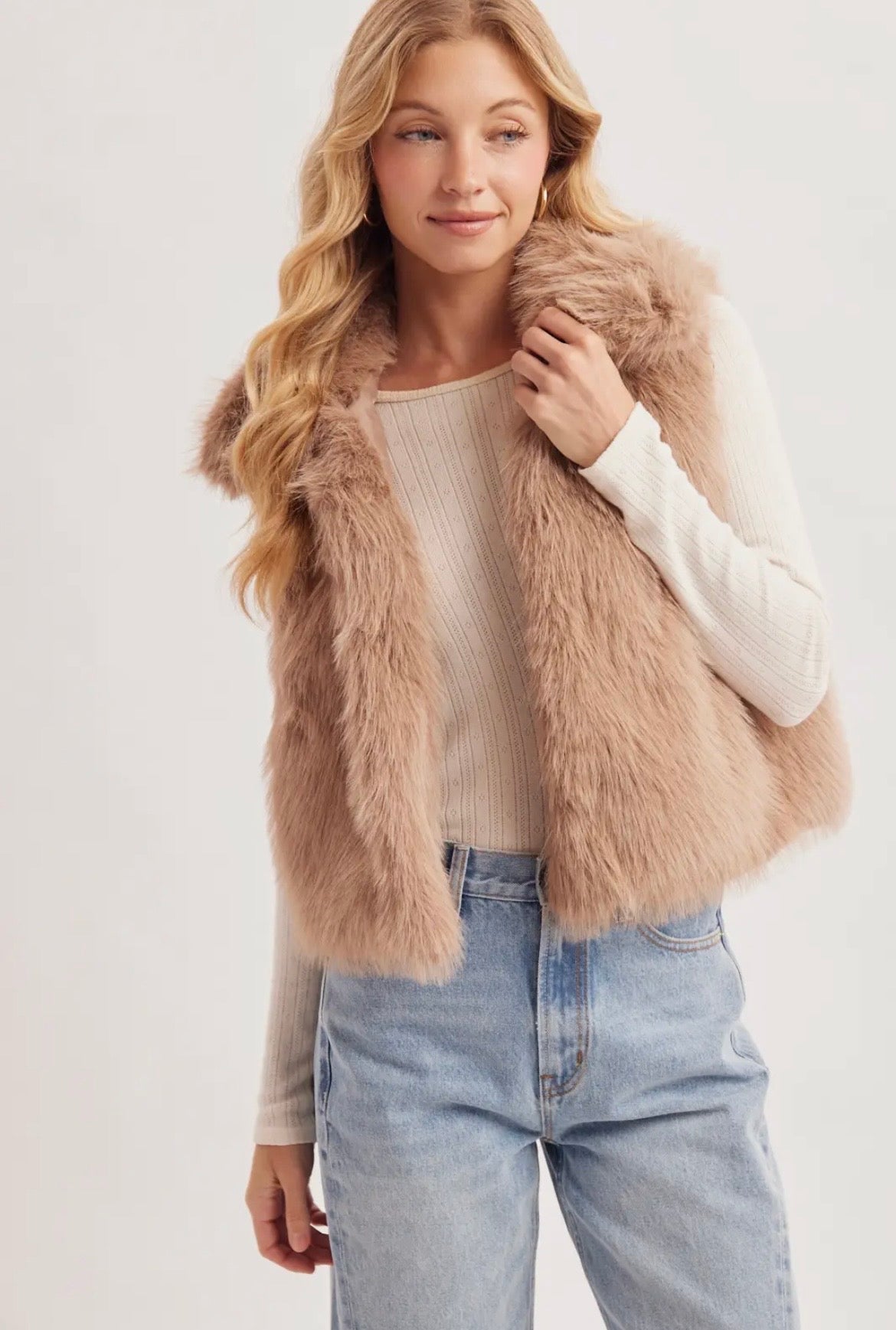 Latte Faux Fur Vest