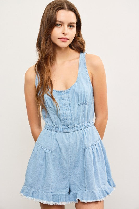 Backyard Breeze Denim Romper