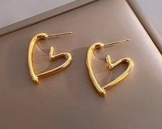 Golden Heartline Hoop Earrings