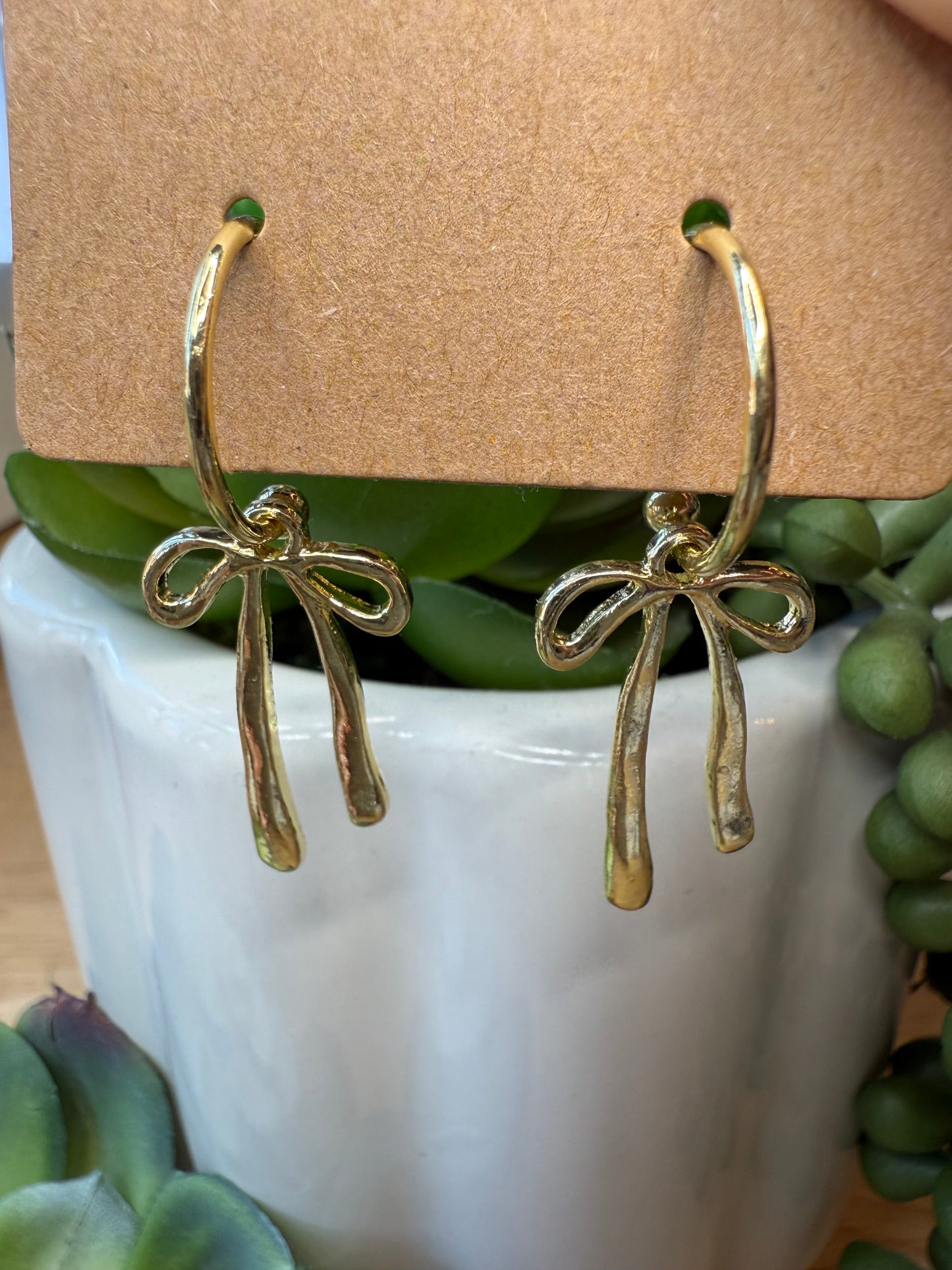 Bow Charm Hoops