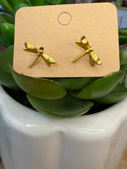 Golden Dragonfly Earring