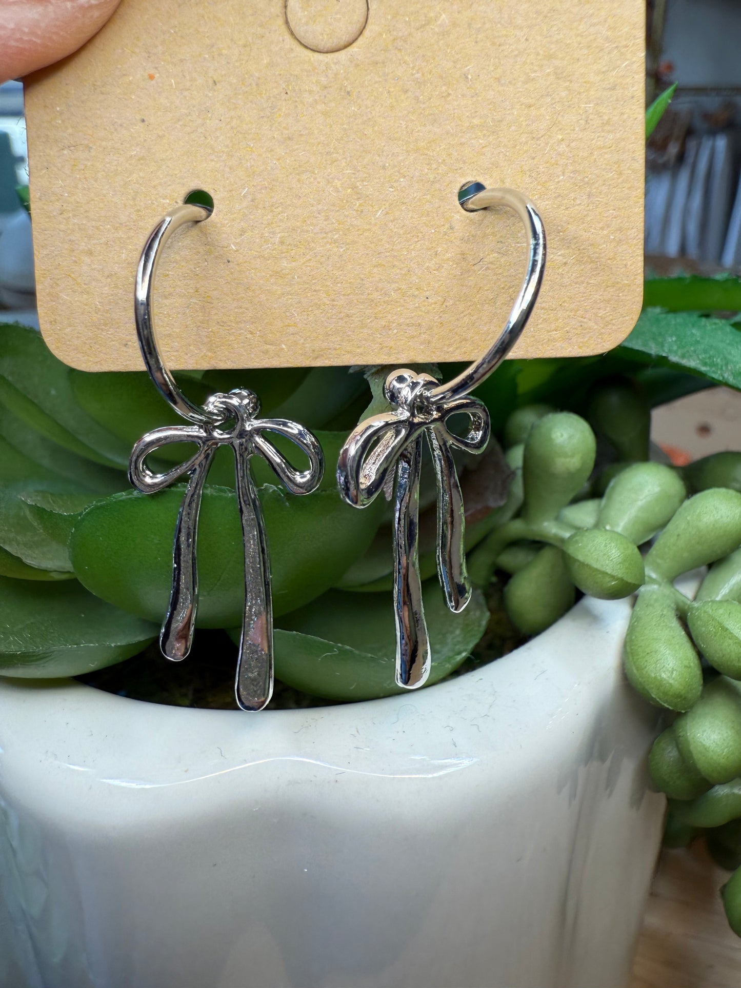 Bow Charm Hoops